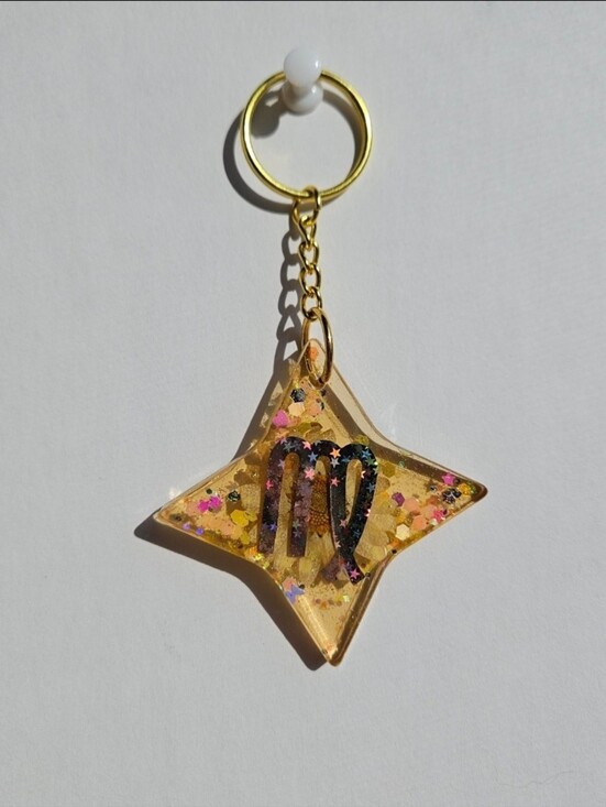 Handmade Accessories - Handmade Virgo Zodiac Gold Resin Keychain